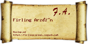 Firling Arzén névjegykártya